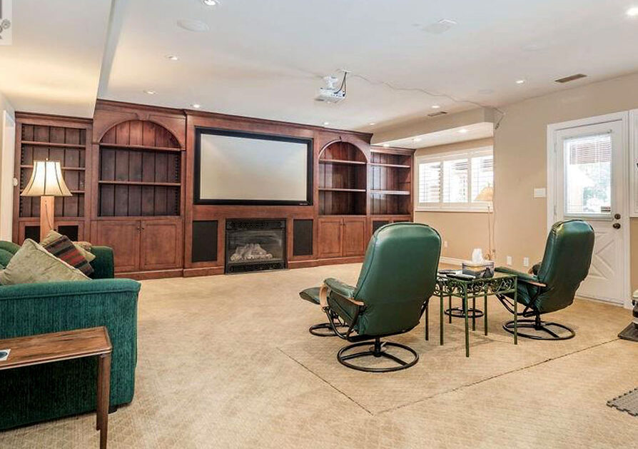 14 Trillium Trail - Basement media room with screen and projector